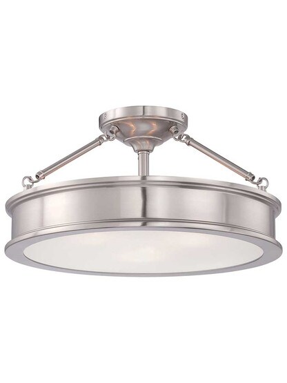 Harbour Point 3-Light Semi Flush Mount in Brushed Nickel.
